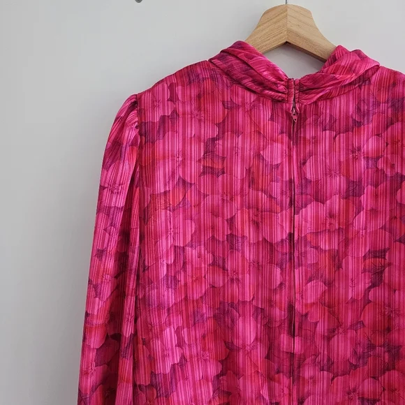 Vintage Umba for Parnes Feinstein Pink Floral Iconic 70s Dress, Size Medium - Picture 11 of 14